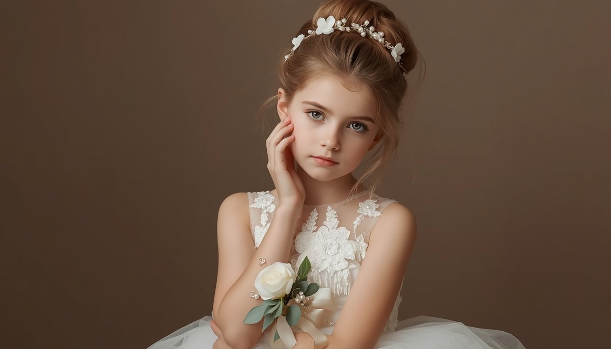 Bride wearing a handmade ceramic flower crown in a garden setting